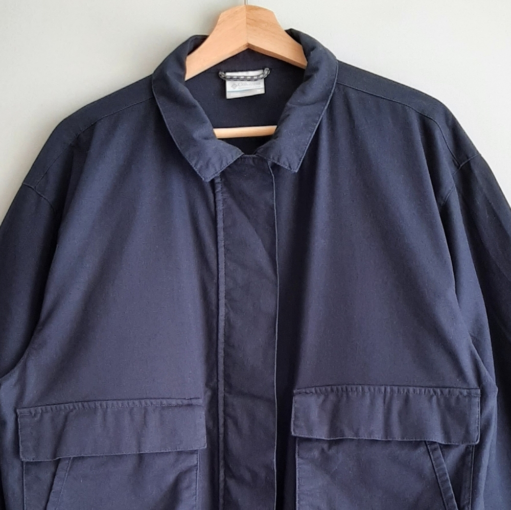 COLUMBIA 100% Organic Cotton Canvas Utility Jacket Zip-Up Navy Blue Women's Sz M - Picture 2 of 14
